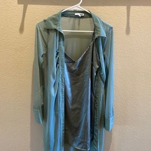 Fashion nova slip dress cover up set